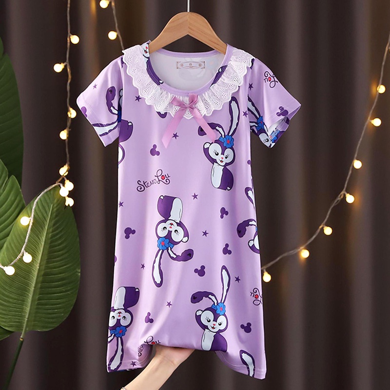 Váy ngủ đồ ngủ gấu dâu Lotso Cho Bé Gái Đầm Ngủ In Hình Kuromi Dễ Thương Váy Pijama Cho Bé Gái