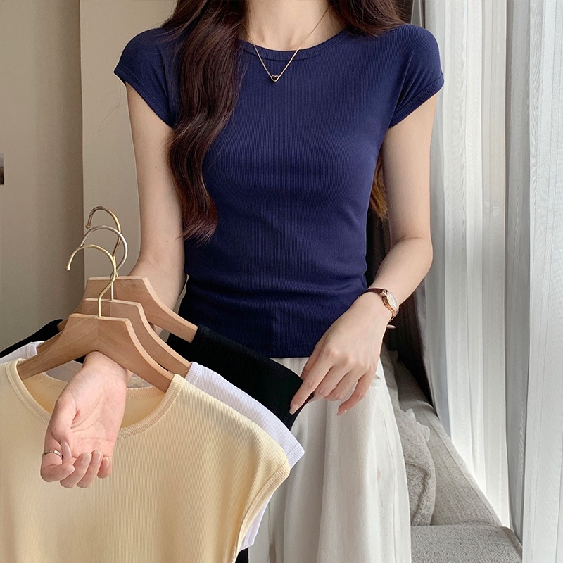 Áo Thun Cotton Mỏng Dáng Ôm Ngắn Tay Thời Trang Mùa Hè 63907