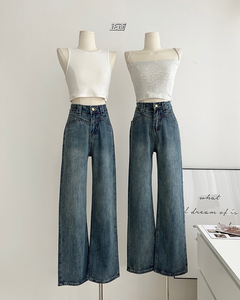 Quần Jean Ống Rộng Lưng Cao Phong Cách Retro Thời Trang Xuân Hè 64239