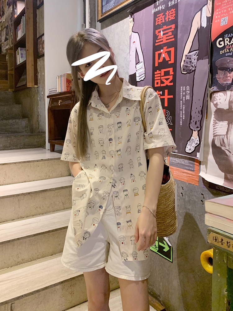 Áo Thun Dáng Rộng Ngắn Tay In Hoạt Hình Thời Trang Cá Tính 64567