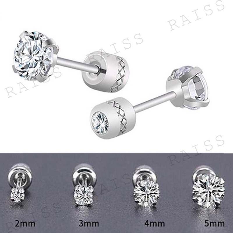 1 Đôi Bông Tai Thép Titan Không Gỉ Đính Kim Cương Giả Dành Cho Nam Và Nữ