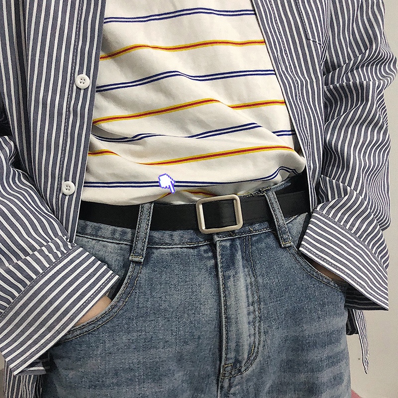 Thắt Lưng Da Mặt Vuông Phong Cách Hàn Quốc Cá Tính Cho Nam Nữ