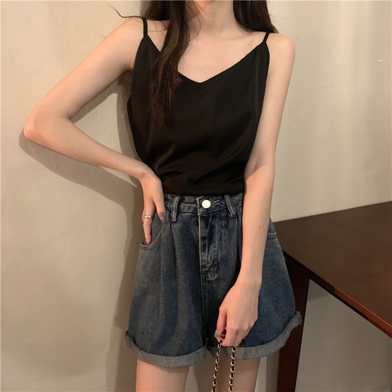 Áo Voan Hai Dây Cổ Chữ v Dáng Rộng Màu Sắc Kẹo Ngọt Thời Trang Mùa Hè 6