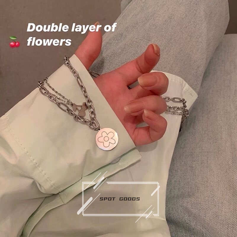 Vòng cổ Thép Titan Không Phai Màu Sang Trọng Phong Cách hip hop Instagram Cho Nữ