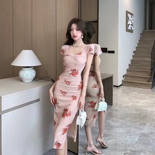 Đầm Dáng Ôm In Họa Tiết Hoa Hồng Thời Trang