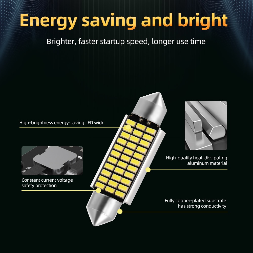 Set 2 Đèn LED Canbus Festoon C10W C5W 31mm 36mm 39mm 42mm Ánh Sáng Trắng 6000K Dành Cho Ô Tô
