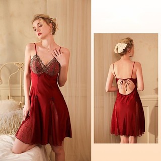 Đầm Ngủ Satin Phối Ren Gợi Cảm