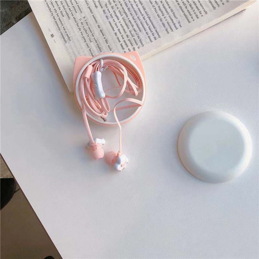 Tai Nghe Nhét Tai Mini Hình Chân Mèo Hoạt Hình Dễ Thương Kèm Hộp Đựng