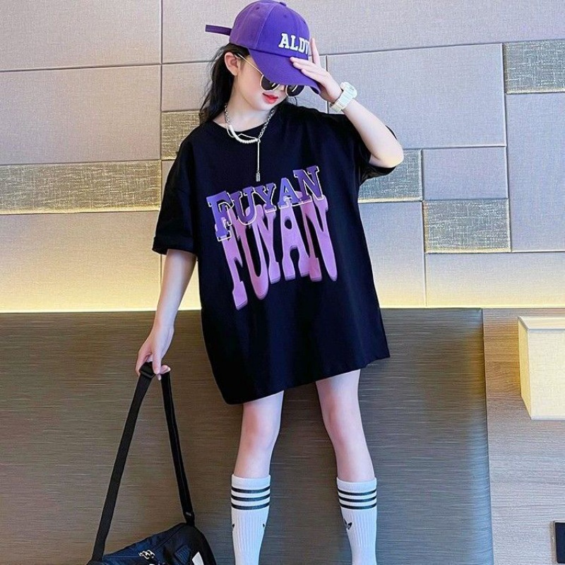 Áo Thun Tay Ngắn Dáng Rộng Thiết Kế Mới Năng Động Thời Trang Dành Cho Bé Gái