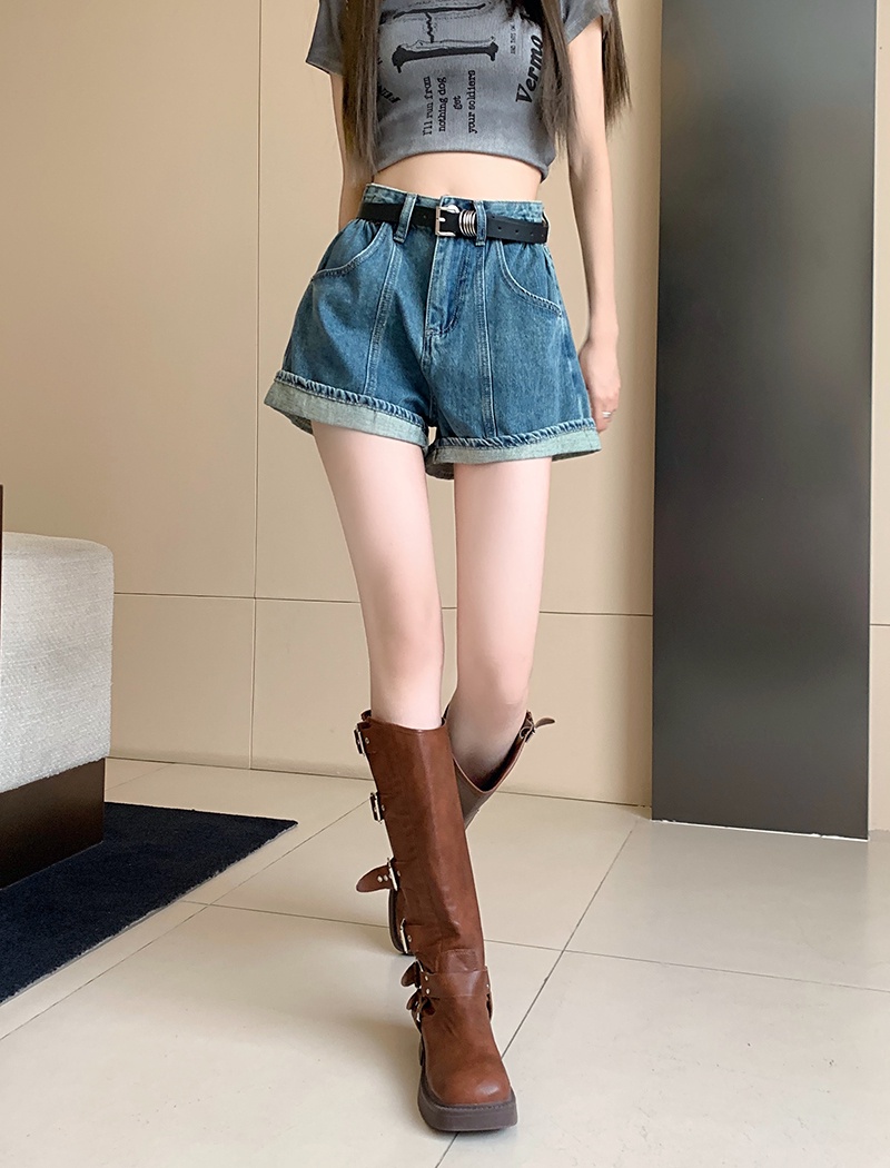 Quần Short Denim Lưng Cao Phong Cách Retro Mỹ Kiểu Mới 65732