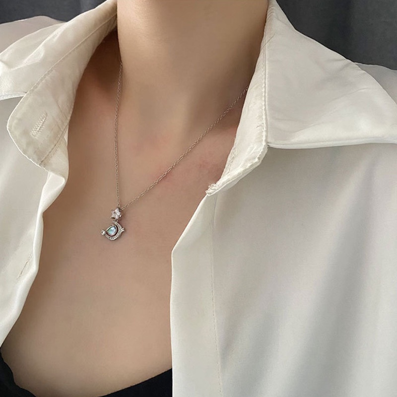 Dây Chuyền Mặt Hình Ngôi Sao / Mặt Trăng Đính Đá Zircon Lấp Lánh Sang Trọng Thời Trang Cho Nữ
