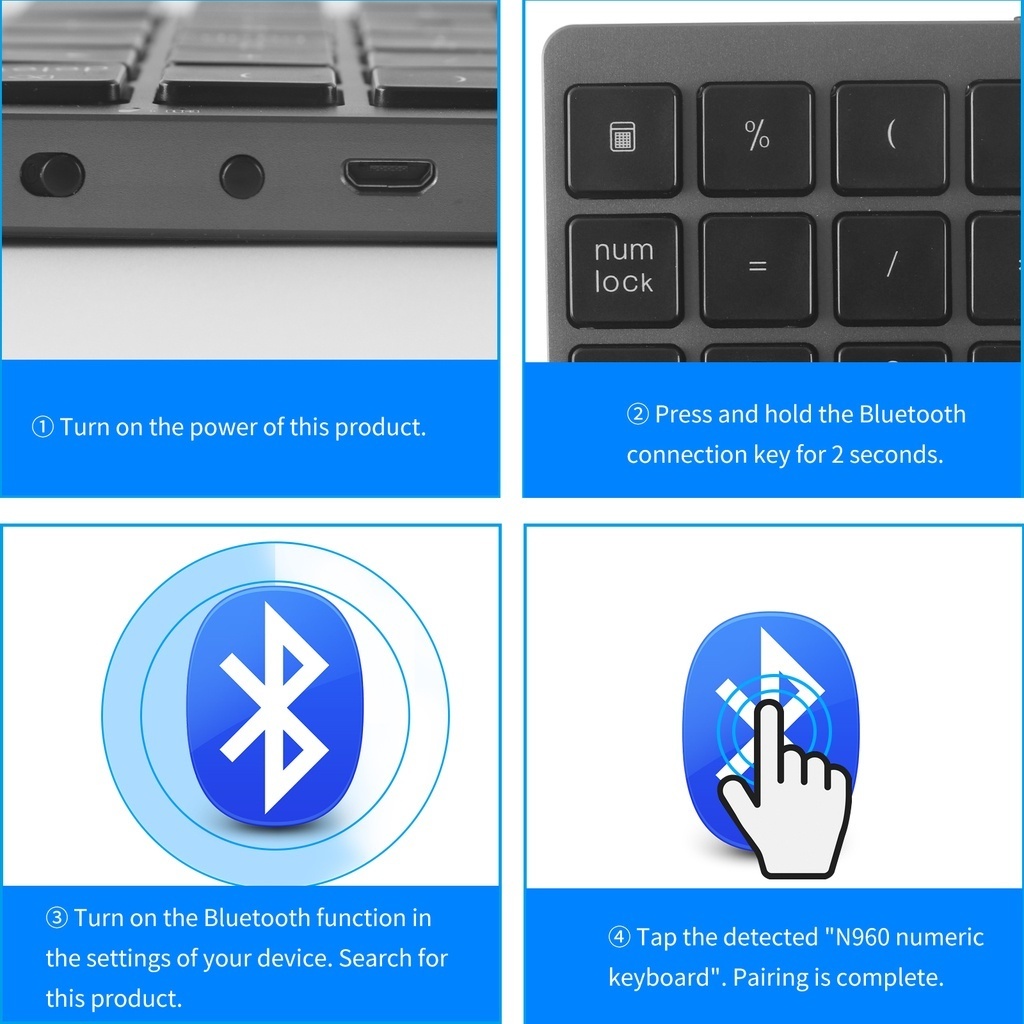 Bàn Phím Số N960 28 Phím Bluetooth 3.0 Bằng Hợp Kim Nhôm Có Thể Sạc Lại