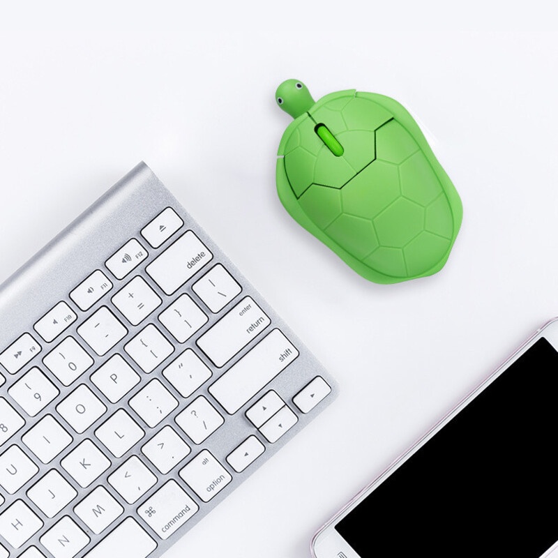 Chuột không dây 2.4GHz 2.4G Hình Rùa Xanh Lá Dễ Thương