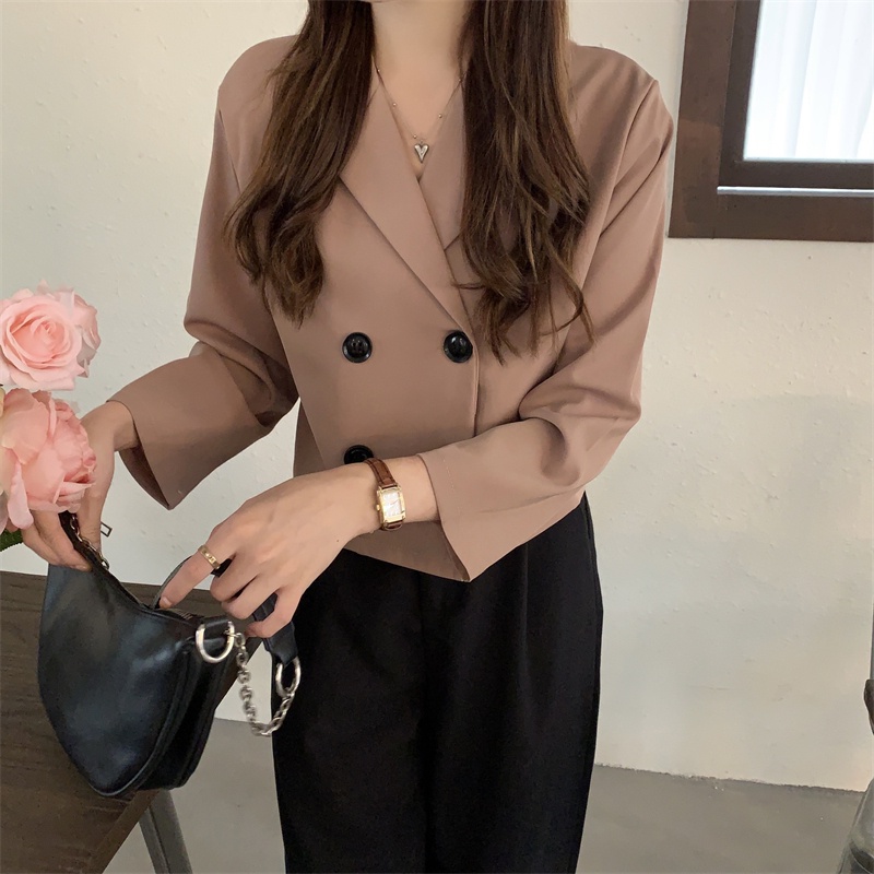 Áo Khoác Vest Ngắn Dáng Ôm Phong Cách Hàn Quốc Thời Trang Cho Nữ