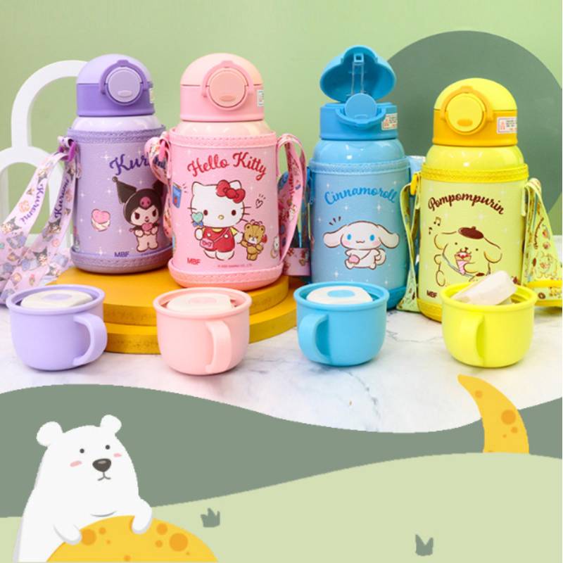 Backpack Bear Sanrio Bình Nước Giữ Nhiệt 500ML Bằng Thép Không Gỉ Hình Hello Kitty