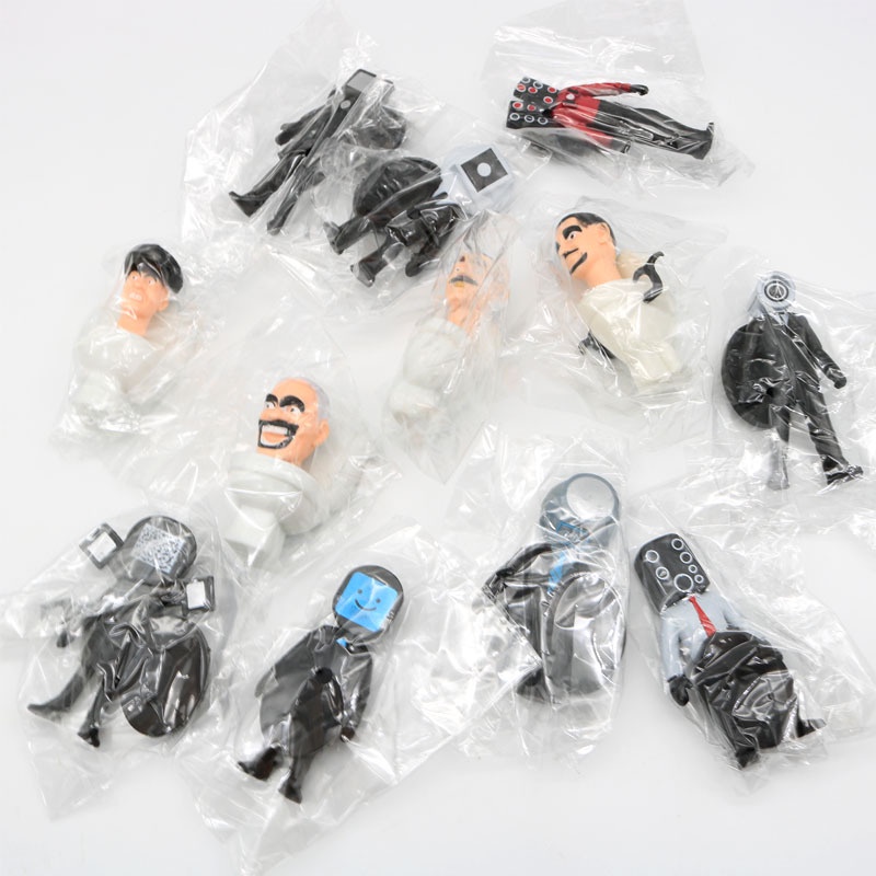 Mini skibidi toilet man pvc hình mô hình đồ chơi trận chiến trò chơi bàn trang trí quạt sưu tầm trẻ em người lớn quà tặng