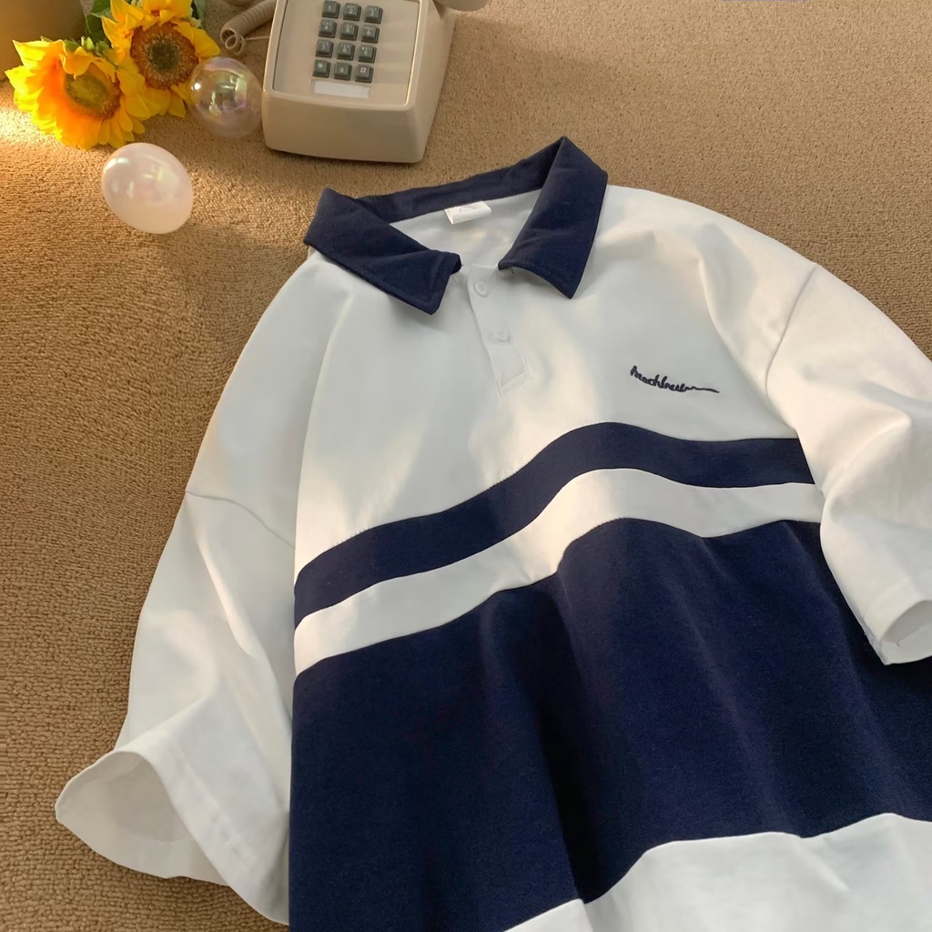 Áo Thun polo Tay Ngắn Phong Cách Preppy Độc Đáo Thời Trang Mùa Hè Cho Nữ