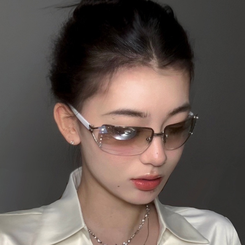 Kính Mát Không Gọng Y2K Đính Kim Cương Giả Phong Cách Đường Phố retro Cho Nữ