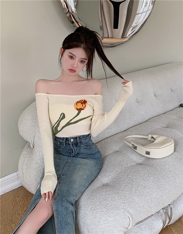 Kwayi áo dài tay áo nữ kiểu áo trễ vai áo một bên vai 2023 MỚI 081001 A29J1J2