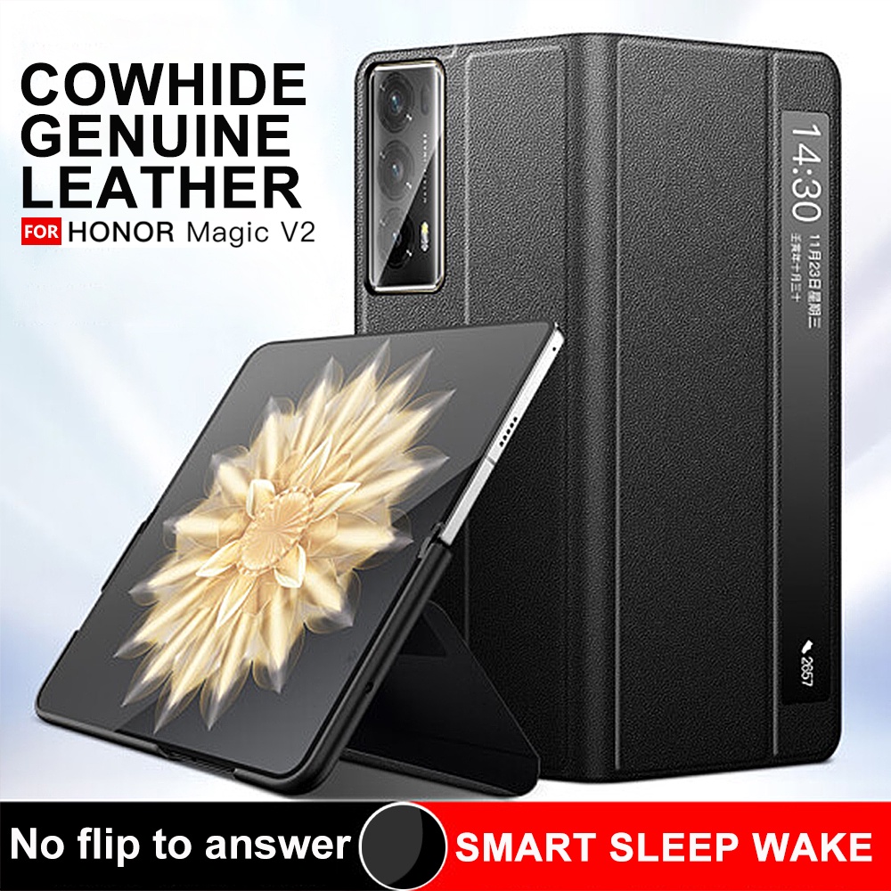 Bao da chính hãng flip cover cho huawei honor magic v2 case gương chính hãng smart touch view wake sleep up protection stand vỏ