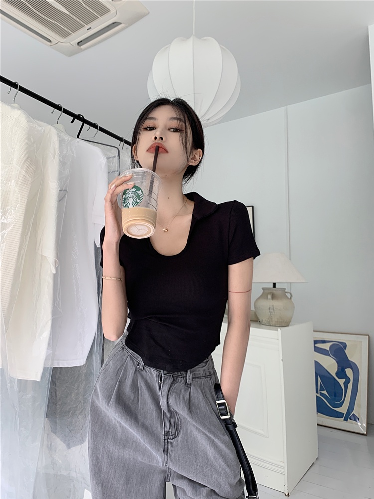 Áo Thun Tay Ngắn Màu Trơn Dáng Ôm Quyến Rũ Dành Cho Nữ