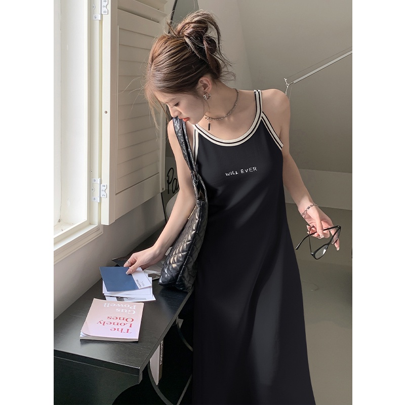 Đầm Hai Dây In Chữ Đơn Giản Thời Trang Mùa Hè 62834