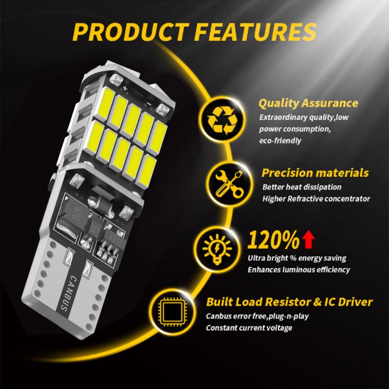 2 Đèn Led T10 W5W T15 W16W 4014SMD Ánh Sáng Trắng 6000K Cho Xe Hơi