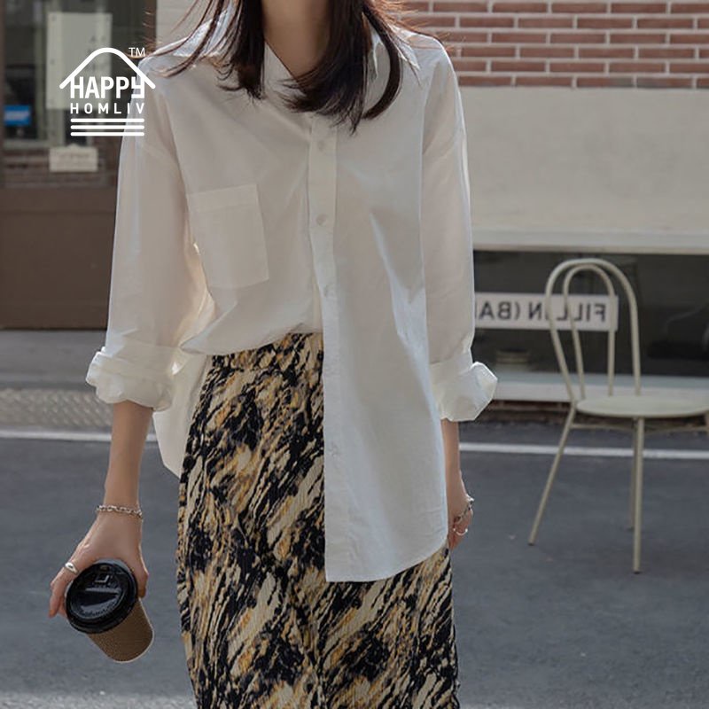 【S-3XL】Áo Sơ Mi Cotton Sơ mi nữ Hàn Quốc Áo công sở nữ big size