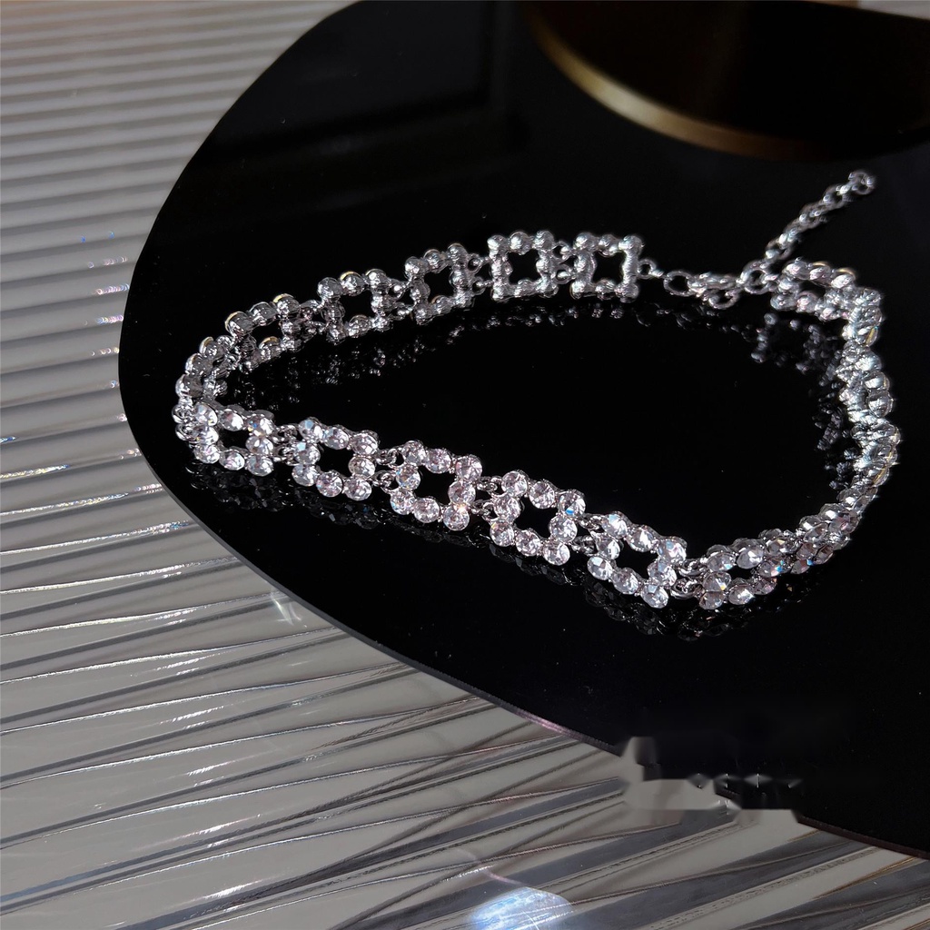 Vòng cổ Mặt Vuông Khảm Đá Phong Cách Âu Mỹ Sang Trọng Cá Tính Cho Nữ