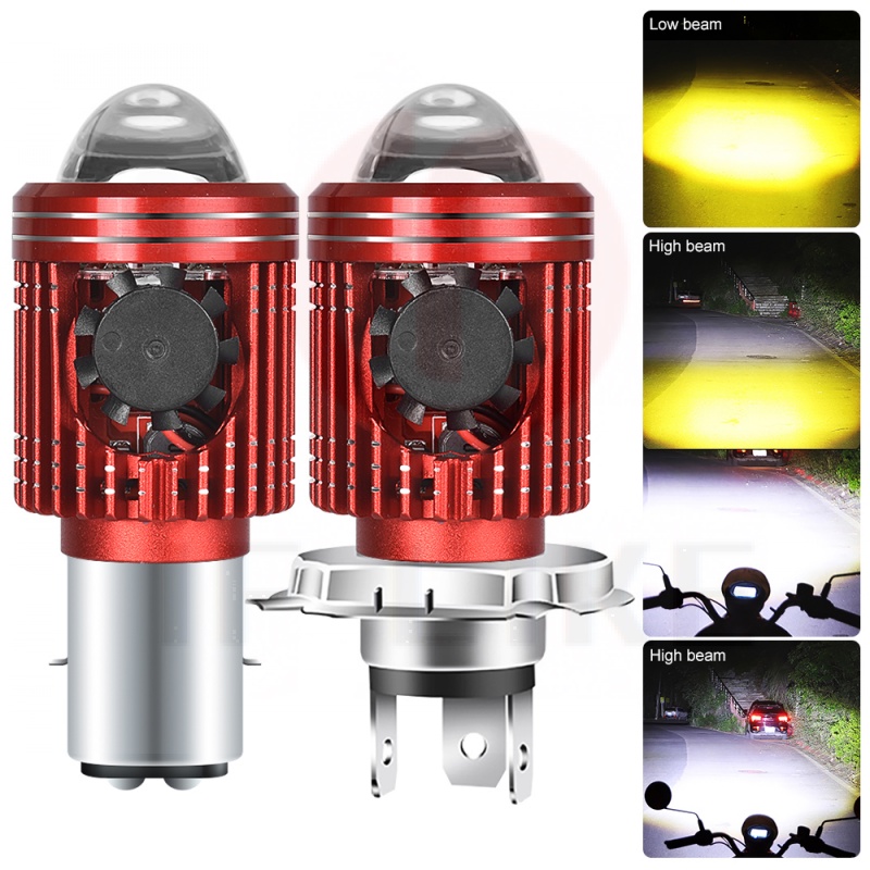 Đèn Pha LED 8000LM H4 / H6 12V Ánh Sáng Trắng / Vàng Chất Lượng Cao Cho Xe Máy