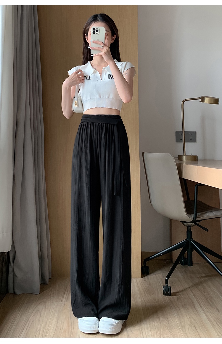 Quần Ống Rộng Thắt Dây Lưng Cao Xếp Ly Mùa Hè 64524