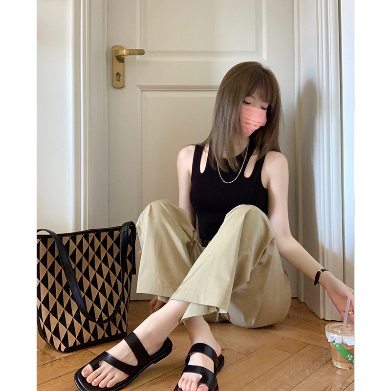 Quần Kaki Ống Suông Lưng Cao Thời Trang Cá Tính 62337