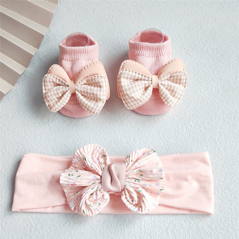Set 2 Băng Đô Đính Nơ / Hoa / Vương Miện Co Giãn Dễ Thương Cho Bé Gái