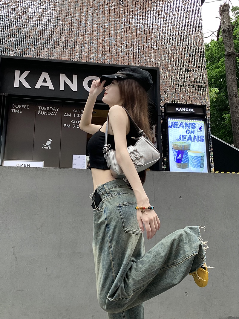 Quần Jean Ống Rộng Lưng Cao Phong Cách Retro Mỹ 65521