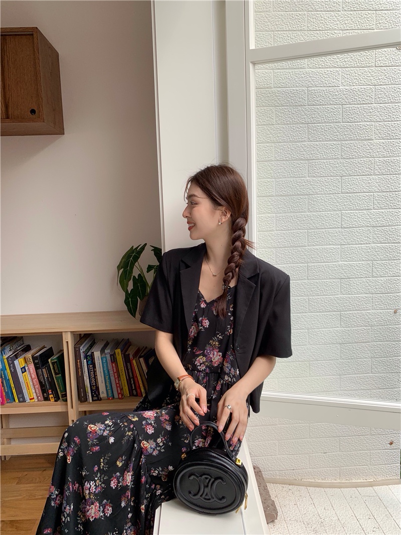 Đầm Hoa Hai Dây Kèm Thắt Lưng Phong Cách Retro Hàn Quốc 65576