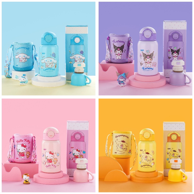 Backpack Bear Sanrio Bình Nước Giữ Nhiệt 500ML Bằng Thép Không Gỉ Hình Hello Kitty