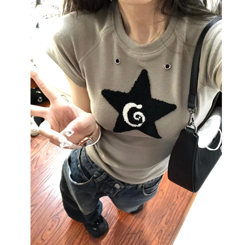 Áo Thun Ngắn Tay Ôm Dáng Gợi Cảm Theo Phong Cách Retro