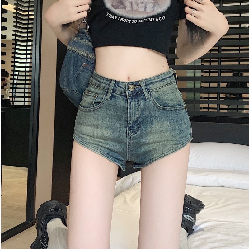 Quần Short Denim Lưng Cao Quyến Rũ Thời Trang Dành Cho Mùa Hè