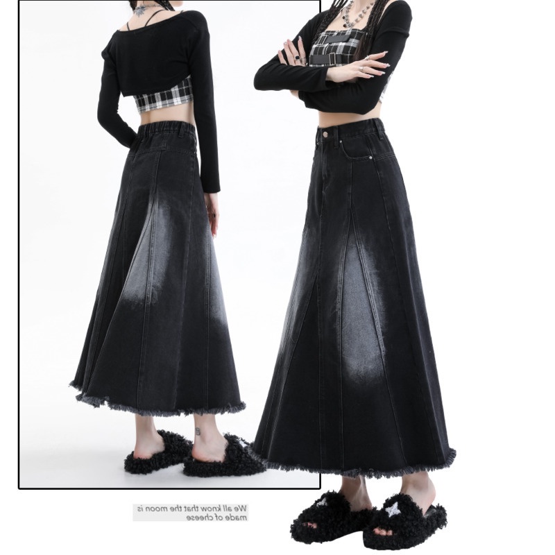 Chân Váy Denim Dài Dáng RENJIANVSHENG Chữ a Thời Trang Mùa Hè Cho Nữ