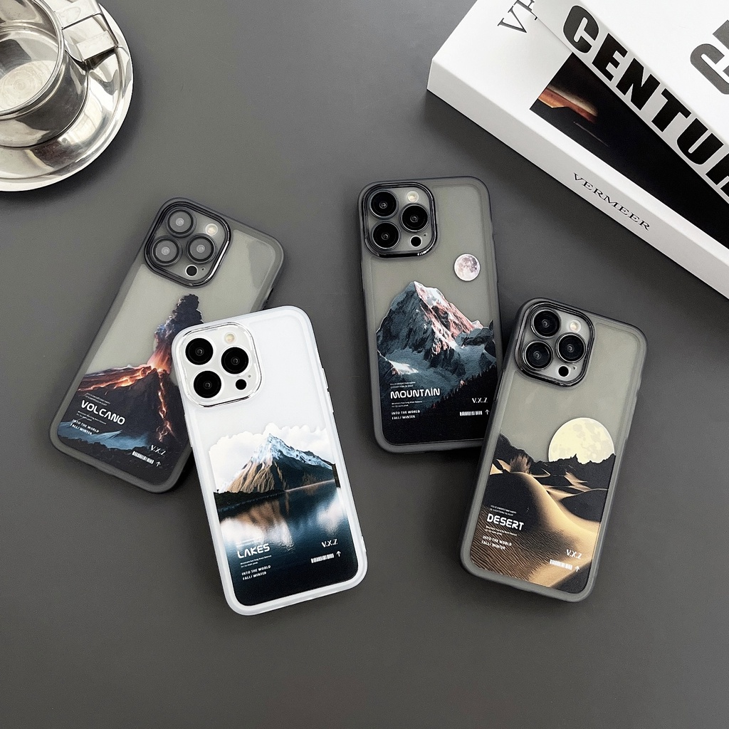 Ốp Điện Thoại TPU Dẻo Trong Suốt Họa Tiết Phong Cảnh Thời Trang Cho iPhone 13 12 14 11 Pro Max XR X / XS