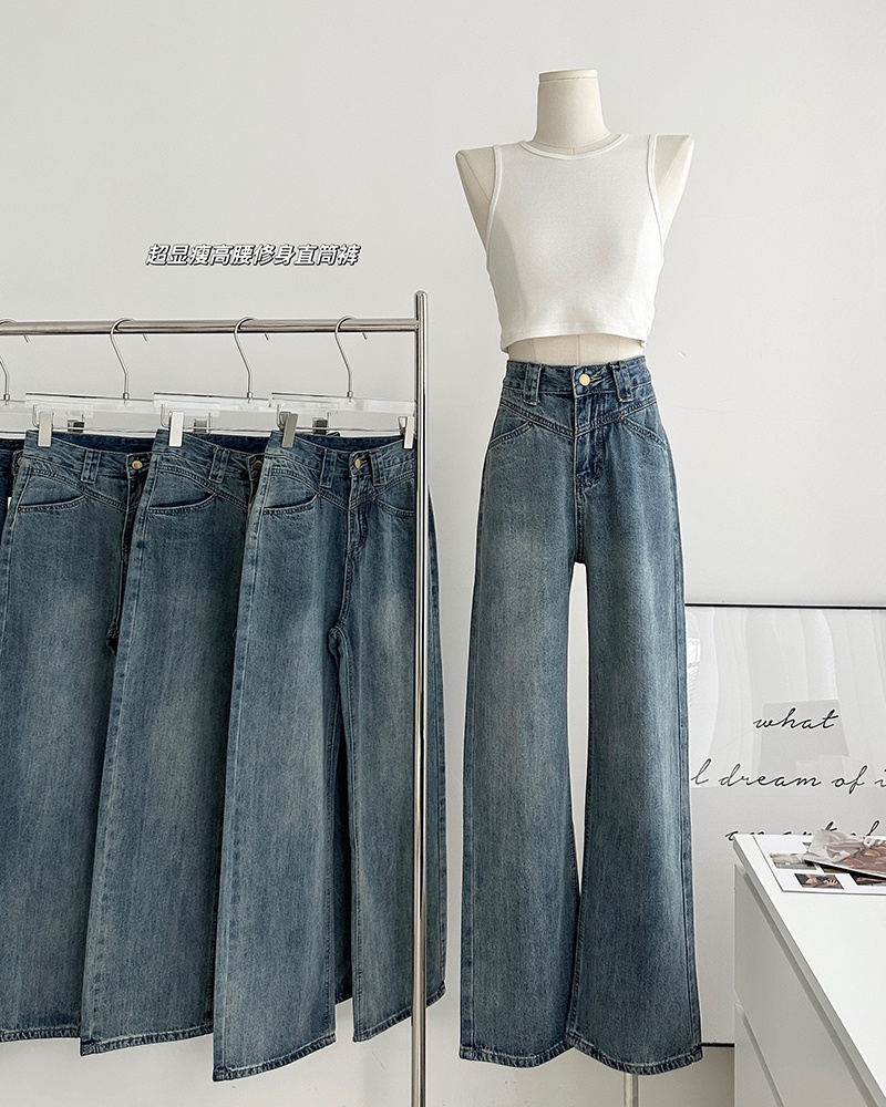 Quần Jean Ống Rộng Lưng Cao Phong Cách Retro Thời Trang Xuân Hè 64239