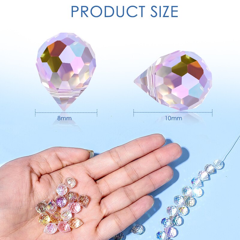 Set 50 Hạt Thủy Tinh AB Kích Thước 10 * 8mm Làm Trang Sức DIY