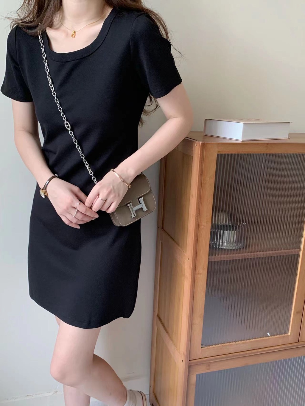 Đầm Thun Một Mảnh Ngắn Tay Thoải Mái Đơn Giản Mùa Hè 64413