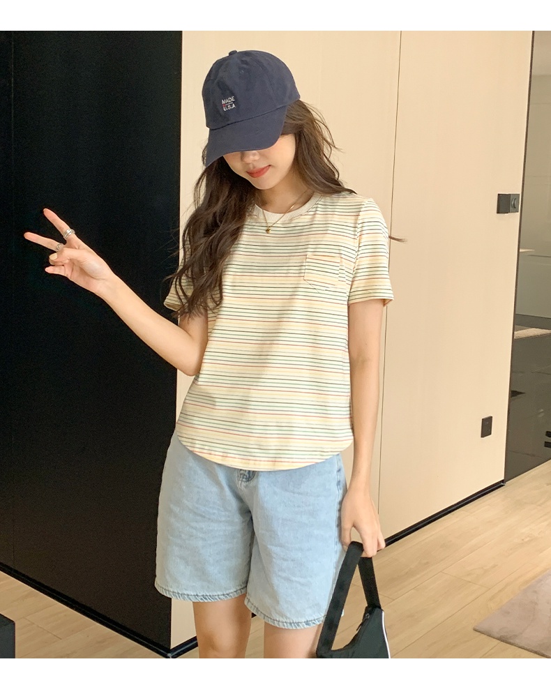 Áo Thun Cổ Tròn Sọc Cầu Vồng 64535