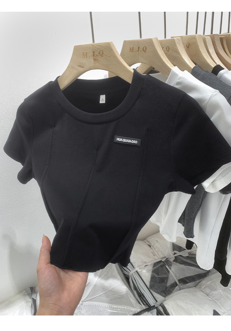 64668 Mùa Hè Thiết Kế Mới Áo Thun Tay Ngắn Cổ Tròn