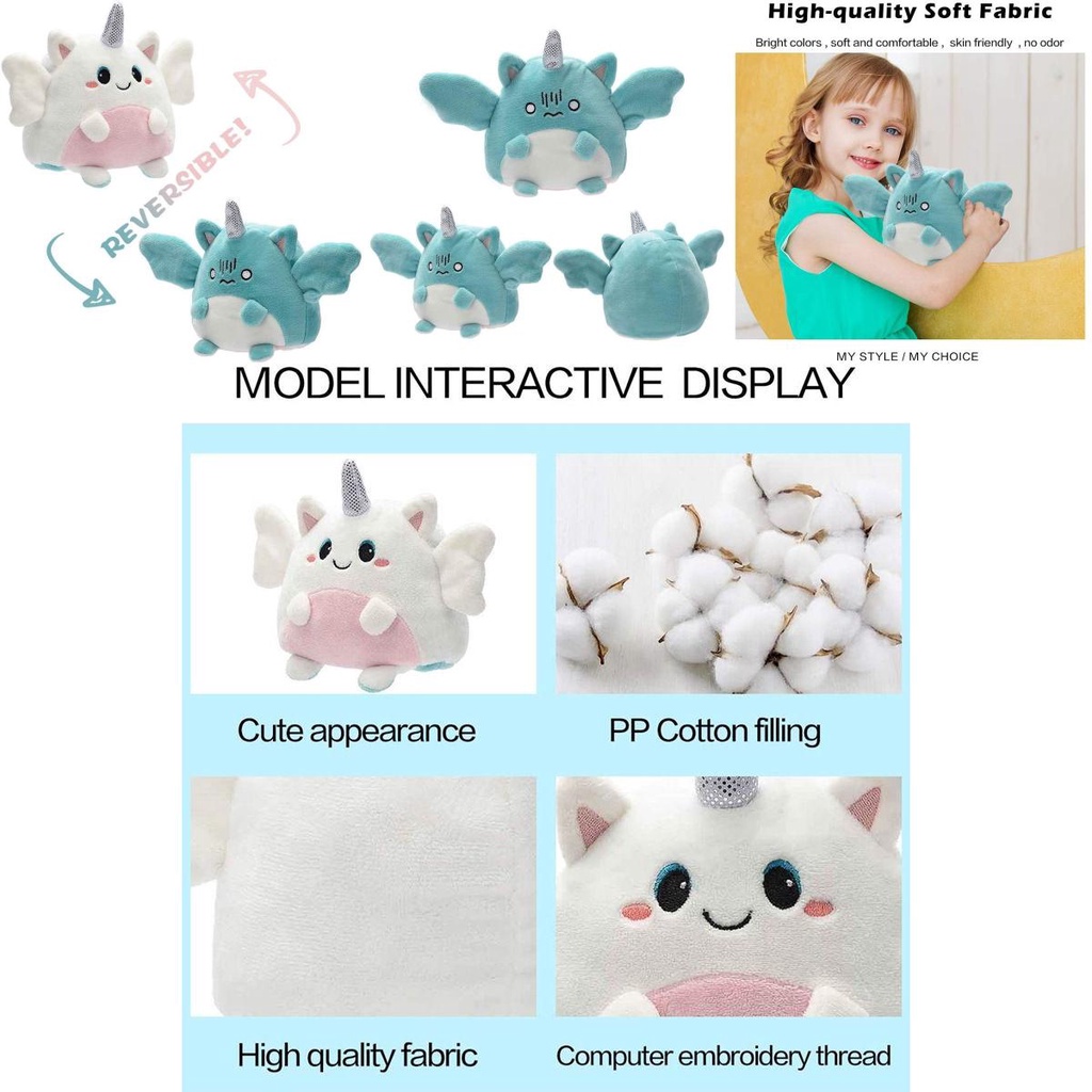 Đồ Chơi Nhồi Bông Hai Mặt Có Thể Đảo Ngược Đáng Yêu Cho Bé