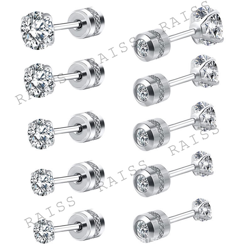 1 Đôi Bông Tai Thép Titan Không Gỉ Đính Kim Cương Giả Dành Cho Nam Và Nữ