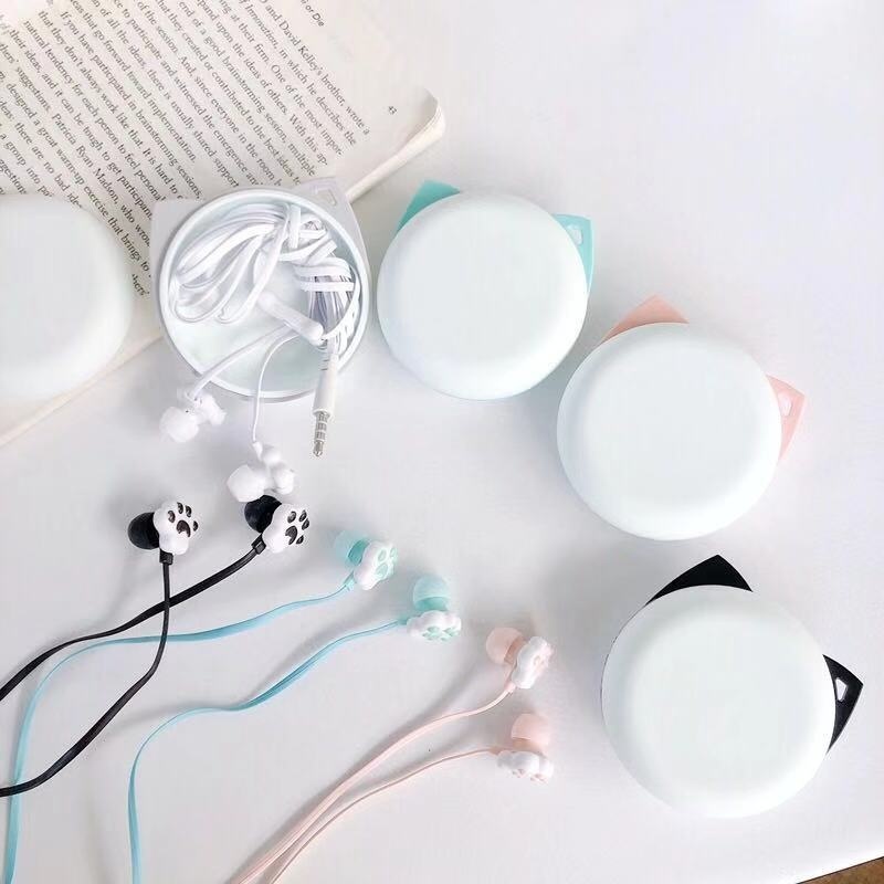 Tai Nghe Nhét Tai Hình Chân Mèo Hoạt Hình Dễ Thương