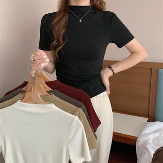 Áo Thun Cổ Cao Tay NgắN MàU SắC Trơn 66602
