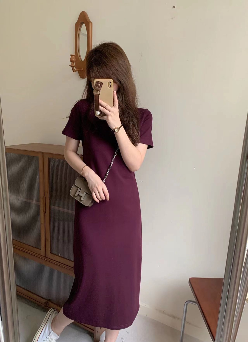 Đầm Thun Một Mảnh Ngắn Tay Thoải Mái Đơn Giản Mùa Hè 64413